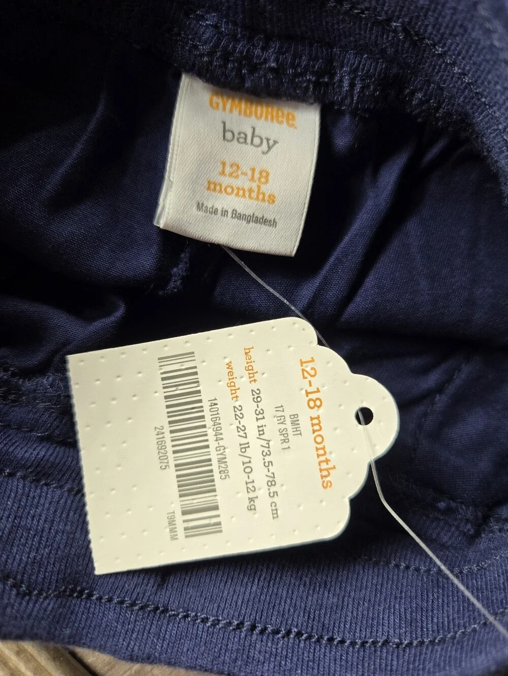NWT Gymboree Baby Kids Navy Blue Jogger Pants with Drawstring – Size 12–18m